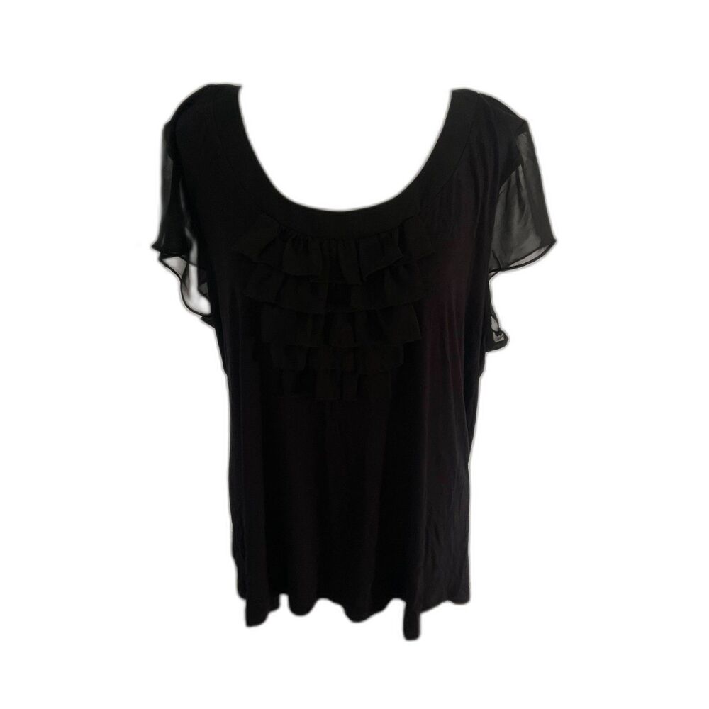Lane Bryant black short-sleeve ruffle blouse 18/20